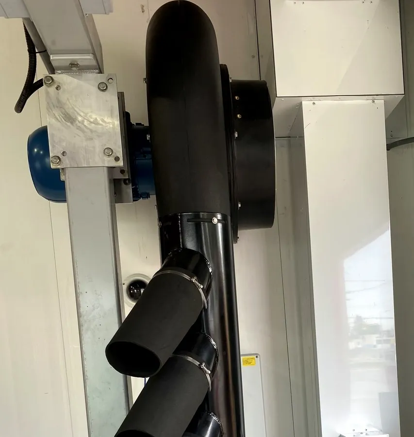 New car wash dryer blower unit with multi-nozzle ducting installed at a Hamilton commercial car wash